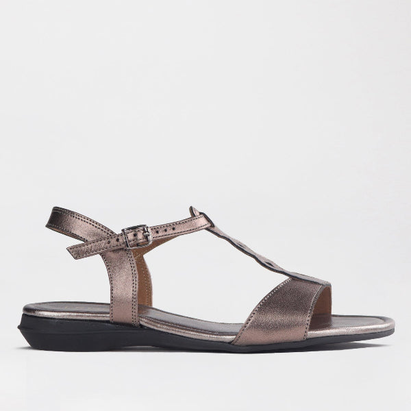 Froggie Shoes Shoes 3 / Lead Metallic / 12963 Slingback T-bar Flat Sandal in Lead Metallic - 12963