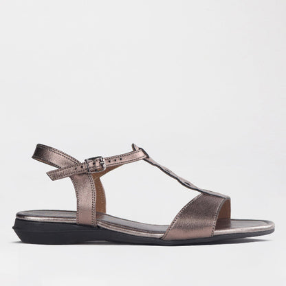 Froggie Shoes Shoes 3 / Lead Metallic / 12963 Slingback T-bar Flat Sandal in Lead Metallic - 12963