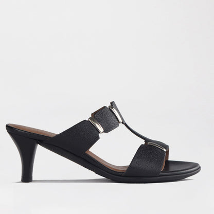 Froggie Shoes Shoes 4 / Black / 12923 Mid-Heel H-bar Sandal in Black - 12923