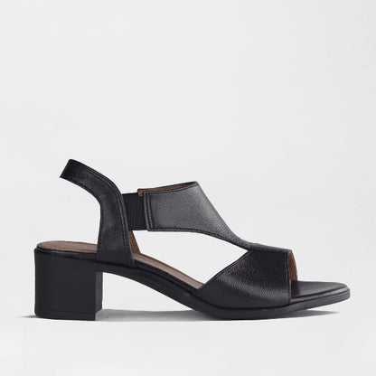 Factory Shop Shoes 4 / Black / 12944 Block Heel T-bar Slingback Sandal in Black - 12944