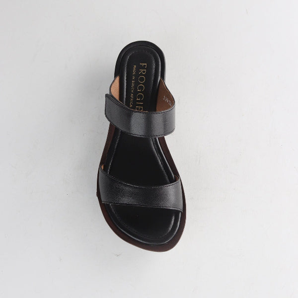Froggie Shoes Shoes Double band leather sandal in Black - 12926