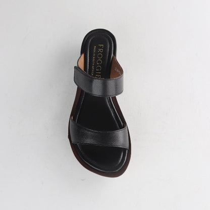 Froggie Shoes Shoes Double band leather sandal in Black - 12926