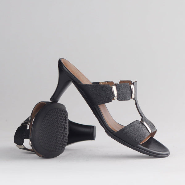 Froggie Shoes Shoes Mid-Heel H-bar Sandal in Black - 12923