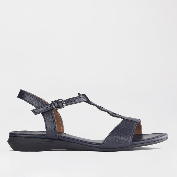 Froggie Shoes Shoes 3 / Navy / 12963 Slingback T-bar Flat Sandal in Navy - 12963