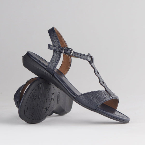 Froggie Shoes Shoes Slingback T-bar Flat Sandal in Navy - 12963