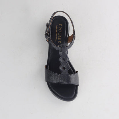 Froggie Shoes Shoes Slingback T-bar Flat Sandal in Navy - 12963