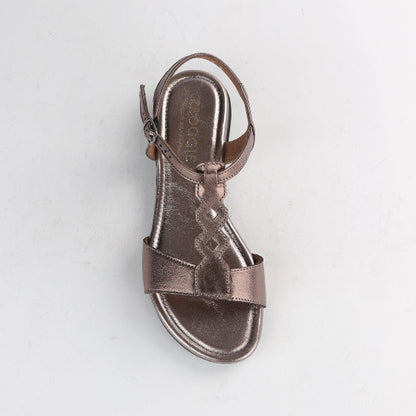 Froggie Shoes Shoes Slingback T-bar Flat Sandal in Lead Metallic - 12963