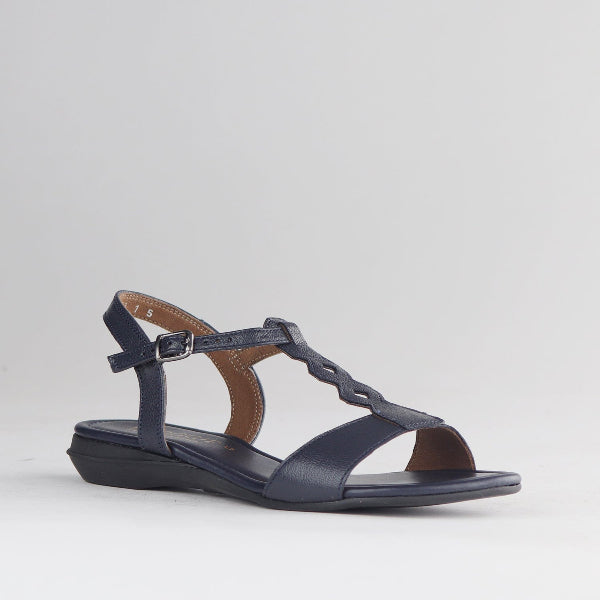 Froggie Shoes Shoes Slingback T-bar Flat Sandal in Navy - 12963