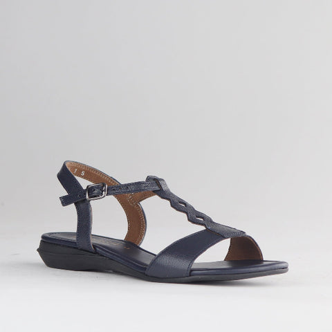 Froggie Shoes Shoes Slingback T-bar Flat Sandal in Navy - 12963