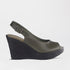 Froggie Shoes Shoes C36 / Forest / 12943 Slingback Peep Toe Wedge Sandal in Forest - 12943