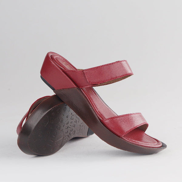 Froggie Shoes Shoes Double band leather sandal in Red - 12926