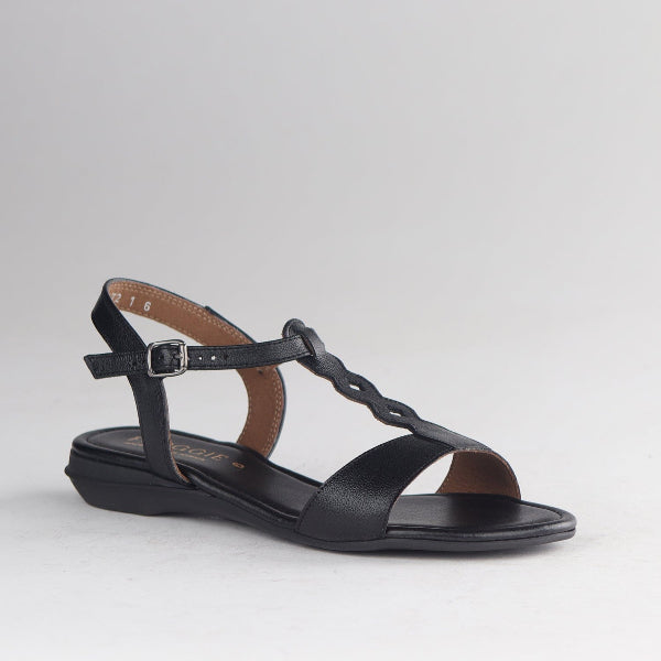 Froggie Shoes Shoes Slingback T-bar Flat Sandal in Black - 12963