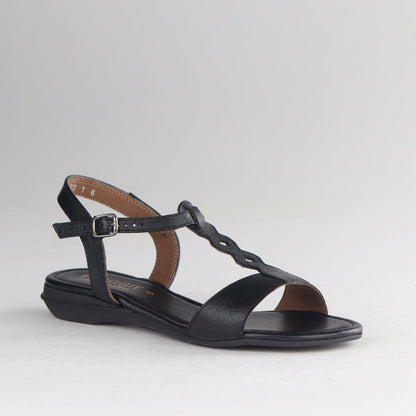 Froggie Shoes Shoes Slingback T-bar Flat Sandal in Black - 12963
