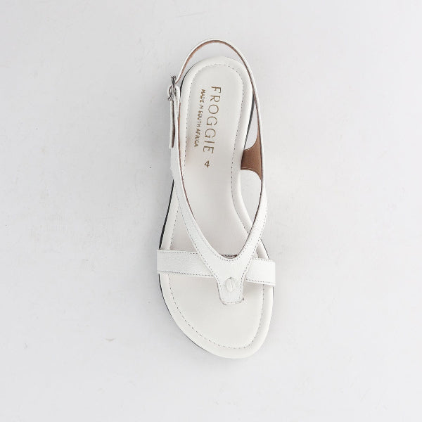 Froggie Shoes Shoes Slingback Toe Thong Flat Sandal in White - 12954