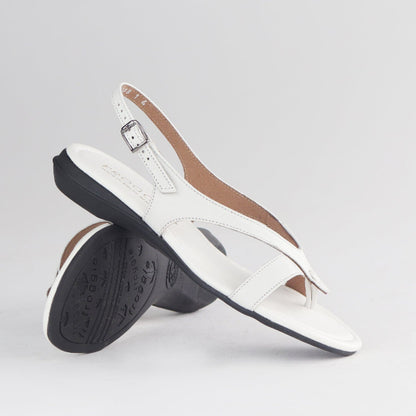 Froggie Shoes Shoes Slingback Toe Thong Flat Sandal in White - 12954