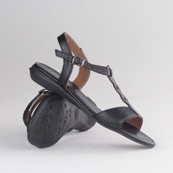 Froggie Shoes Shoes Slingback T-bar Flat Sandal in Black - 12963