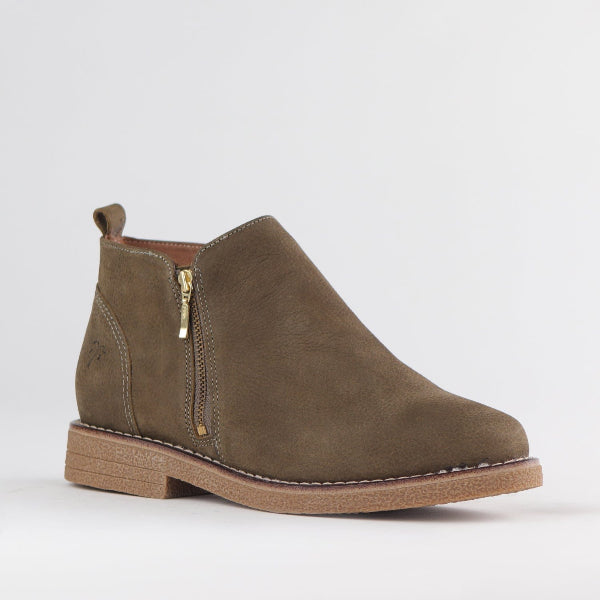 Froggie Shoes Shoes Ankle Boot with Gold Zip in Forest - 12777