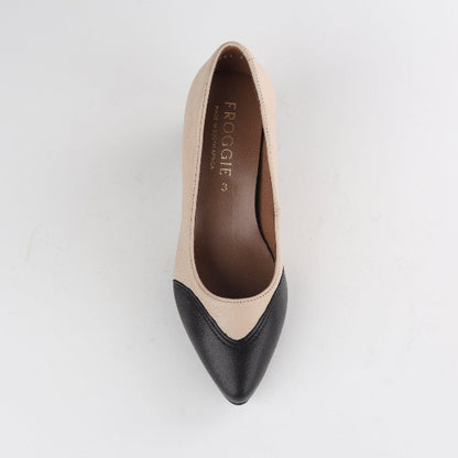 Froggie Shoes Shoes Pointed Block Heel Court Shoe in ivory multi - 12611