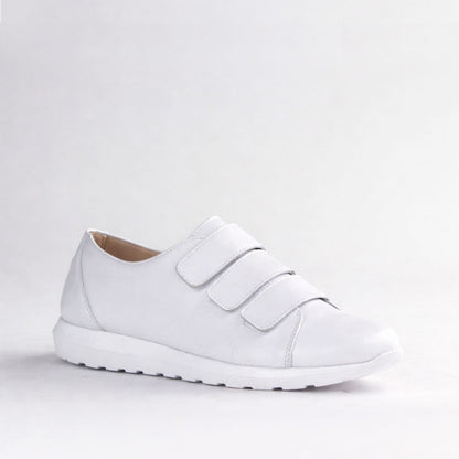 Froggie Women’s Sneaker- Velcro Fastening- White Leather- 13044