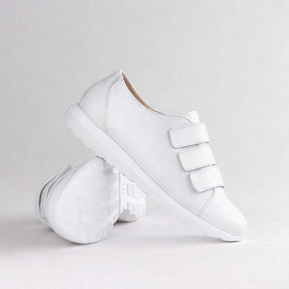 Factory Shop Shoes Froggie Women’s Sneaker- Velcro Fastening- White Leather- 13044 - pair