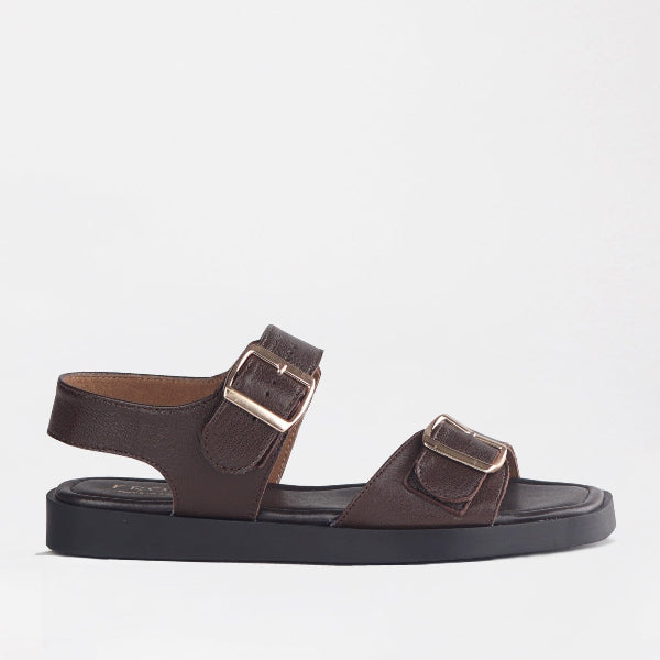 Elegant Double Buckle Sling Sandals – Gold Trim – Froggie Shoes