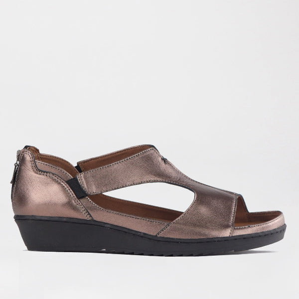 Froggie Shoes Shoes 3 / Lead Metallic / 12707 Close Back T-bar Sandal with Removable Footbed in Lead Metallic - 12707