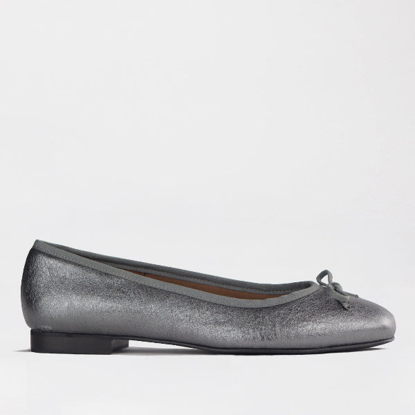 Froggie Shoes Shoes 3 / Pewter Multi / 12796 Soft Square Toe Ballerina Flat Pump with Bow in Pewter Multi- 12797