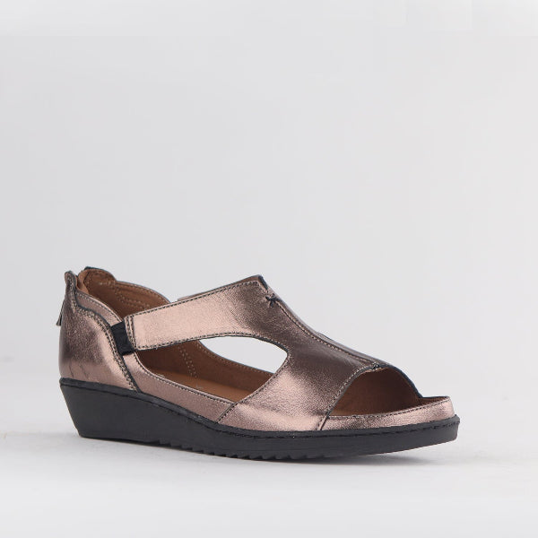 Froggie Shoes Shoes Close Back T-bar Sandal with Removable Footbed in Lead Metallic - 12707