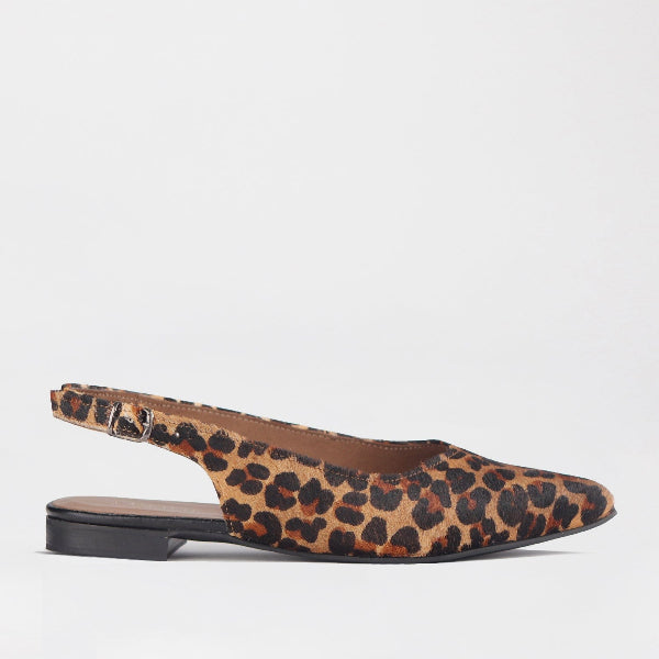 Froggie Shoes Shoes 3 / 12729 / Cheetah Tan Pointed Flat Slingback in Cheetah Tan - 12729