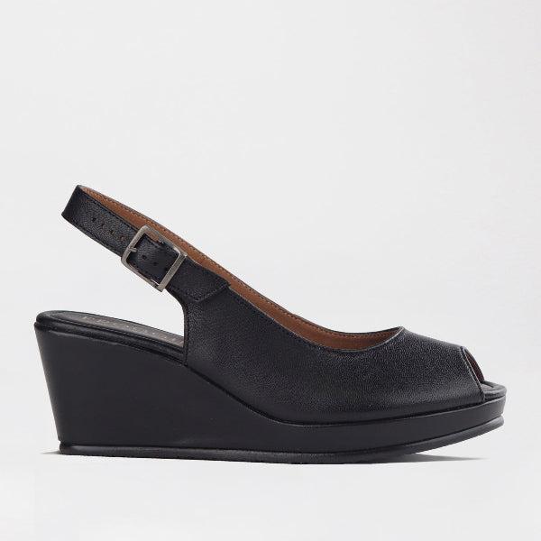 Froggie Shoes Shoes 4 / Black Multi / 10715 Slingback Wedge Sandal in Black Multi - 10715