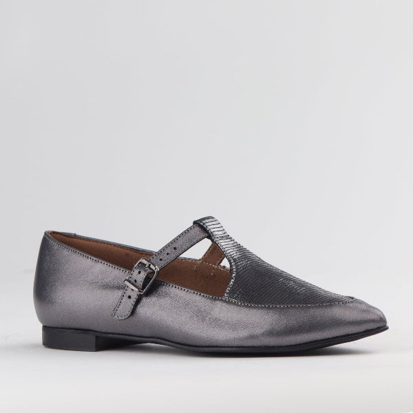 Froggie Shoes Shoes Flat Pointed T-bar Pump in Pewter Multi - 12783