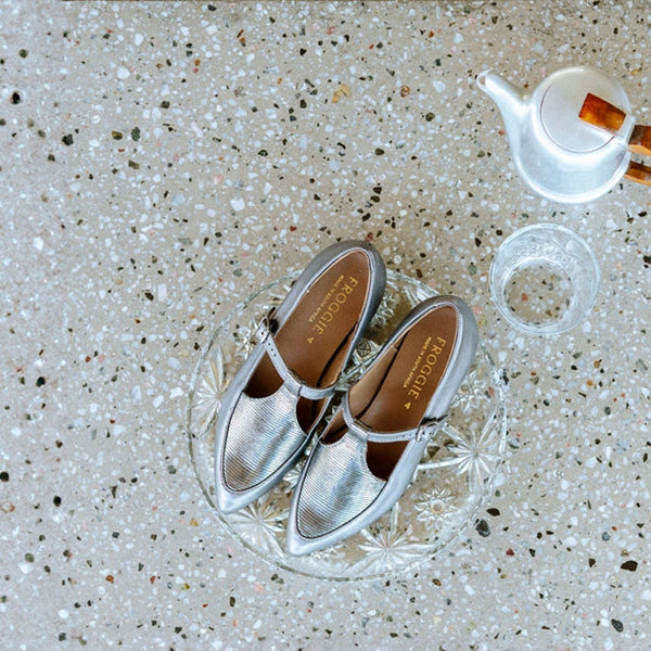 Froggie Shoes Shoes Flat Pointed T-bar Pump in Pewter Multi - 12783