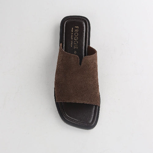 Froggie Shoes Shoes Open Toe Mule in Brown Suede - 12970