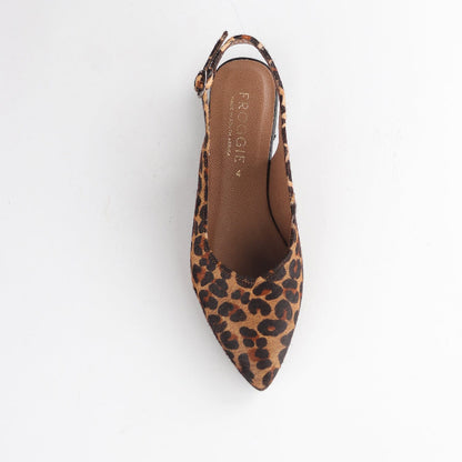 Froggie Shoes Shoes Pointed Flat Slingback in Cheetah Tan - 12729