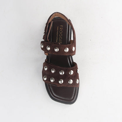 Froggie Shoes Shoes Studded slingback flat sandal in Brown - 13005