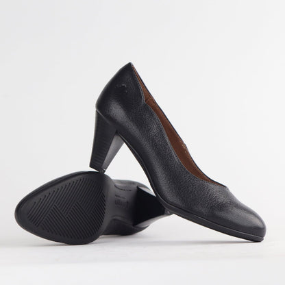 Froggie Shoes Shoes Wider Fit Mid Heel Court in Black - 10873