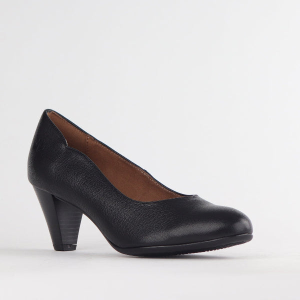 Froggie Shoes Shoes Wider Fit Mid Heel Court in Black - 10873