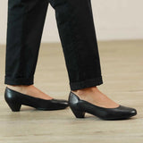 Mid-Heel Court Shoe in Black - 12635 Factory Shop