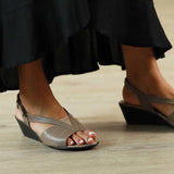 Slingback Wedge Sandal in Stone - 12393 Froggie Shoes