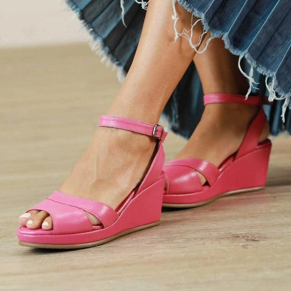 Strappy Slingback Sandal Wedges in Hot Pink -12439 Froggie Shoes