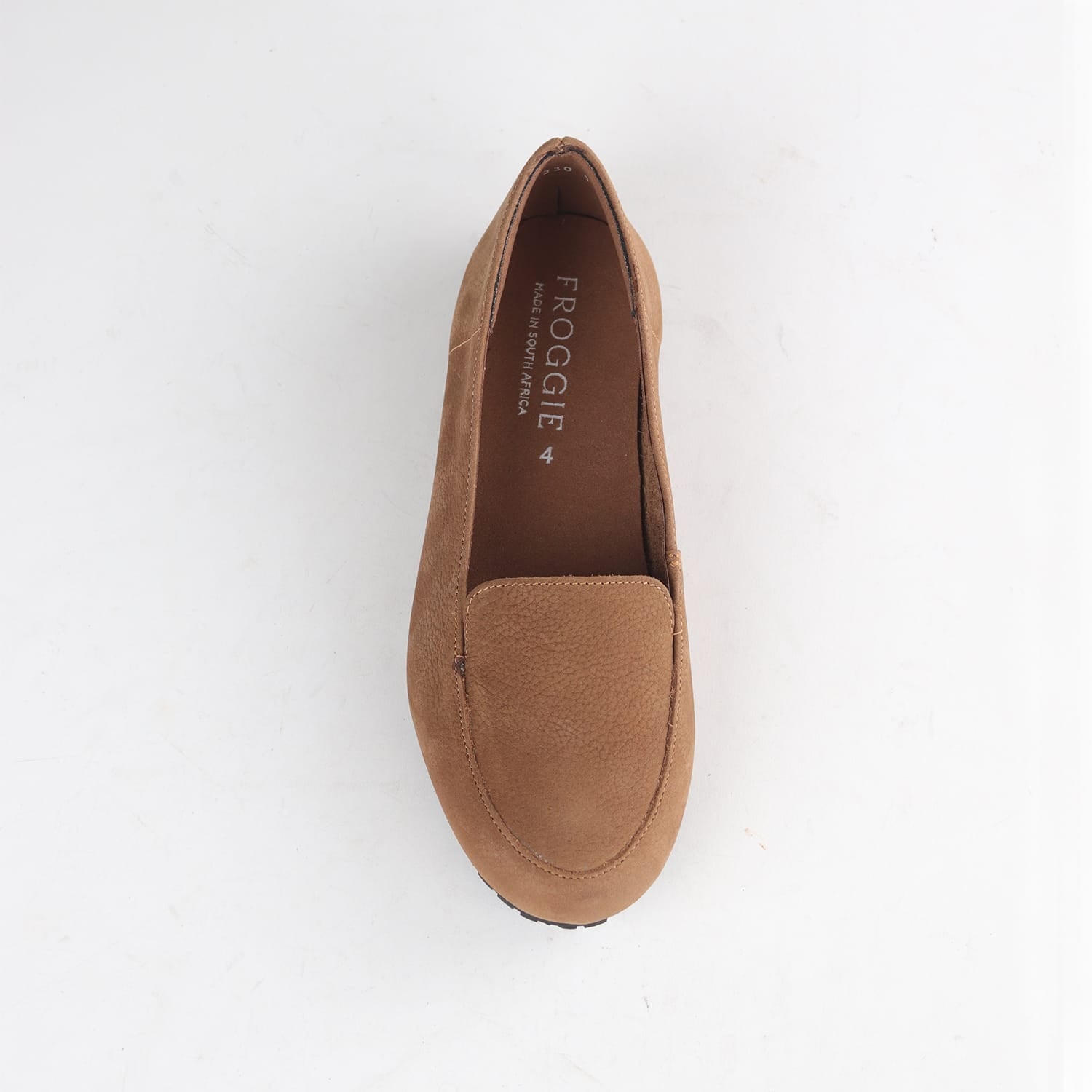 Factory Shop Froggie Women’s Loafer 13033 crafted in genuine tobacco leather with comfortable slip-on fit and timeless fashion look.