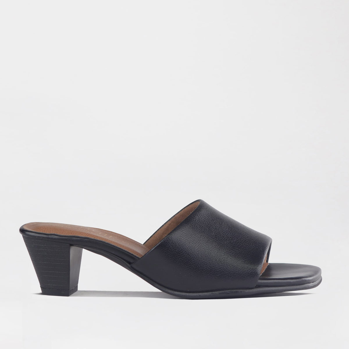 Factory Shop Sandals 3 / Black / 13123 Cube Heel Mule