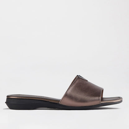 Factory Shop Shoes 3 / Lead Metallic / 12551 Mule Flat Sandal Lead Metallic - 12551