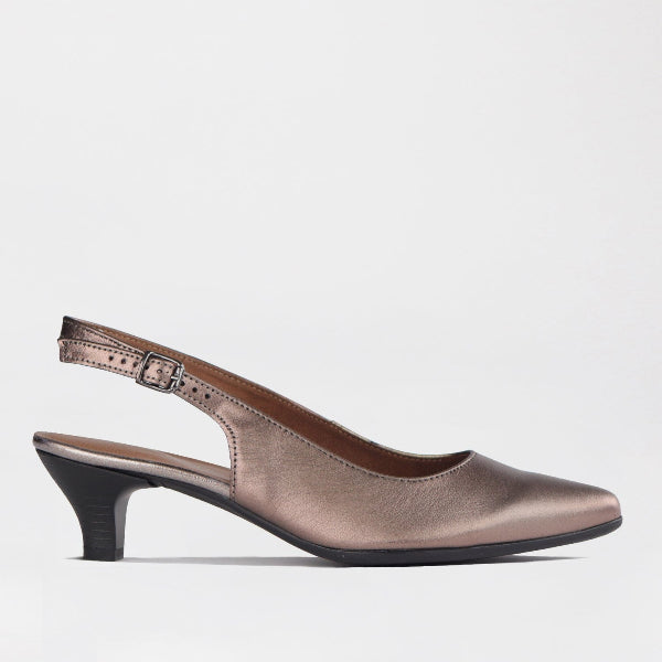 Factory Shop Shoes 3 / Lead Metallic / 12576 Slingback Kitten Heel in Lead Multi - 12576