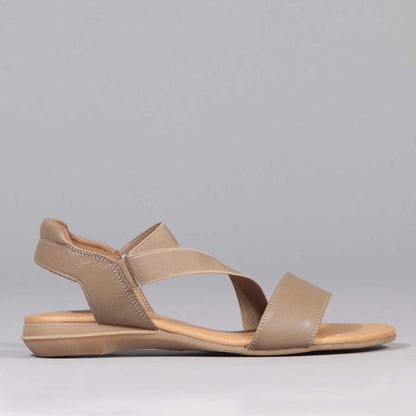 Factory Shop Shoes 3 / Stone / 12618 Elasticated Slingback Sandal in Stone - 12618