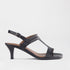 Factory Shop Shoes 4 / Black / 13128 Medium Heel- H Bar Sandal