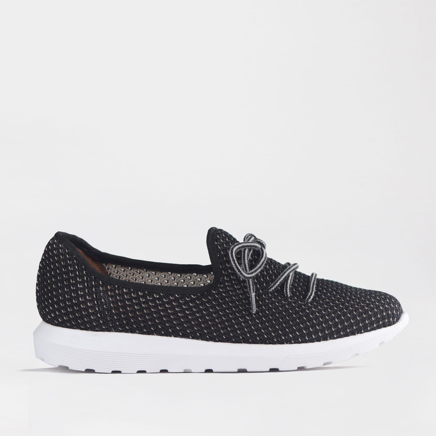 Factory Shop Shoes 4 / Black Multi / 13046 Froggie Women’s Featherlight Sneaker- Black Woven Fabric- 13046