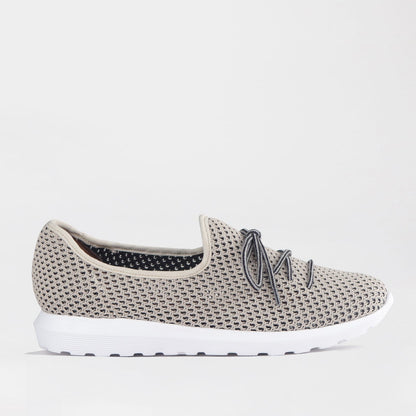 Factory Shop Shoes 4 / Ice / 13046 Froggie Women’s Featherlight Sneaker- Ice Woven Fabric- 13046