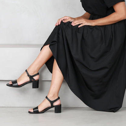 Factory Shop Shoes Block Heel Slingback Sandal in black - 12549