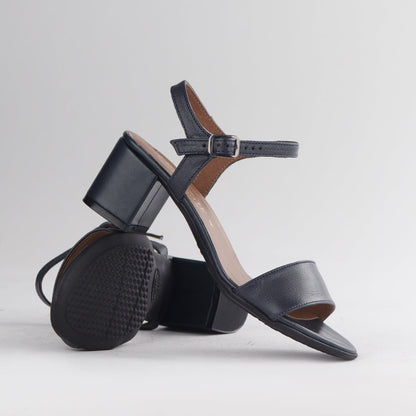 Factory Shop Shoes Block Heel Slingback Sandal in Navy - 12549